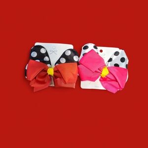Polka Dot Hair Bows for Kids - Red and Pink